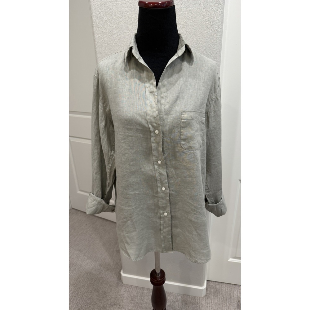 Grayson by Frank & Eileen The Hero Button Up Shirt 01 Green Linen Preppy Small